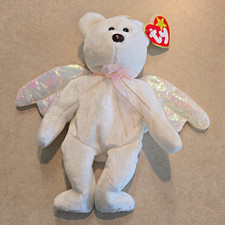 Ty Beanie Babies Halo White Angel Bear with Wings Plush Vintage 1998 picture
