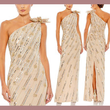 NWT $498 Mac Duggal [ 10 ] Feather Embellished Floral One Shoulder Gown #G1524 picture