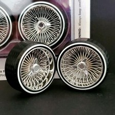 1/18 SUPER SPOKES Chrome LOWRIDER ZENITH Style 3 Prong K/O Rim & LOW PRO WW Tire picture