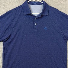 B. Draddy Sport Polo Shirt Mens Large Blue Dotted Wave Golf Rugby Stretch EUC picture