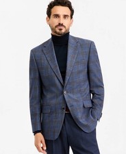 $325 NEW MICHAEL KORS MENS 44L BLUE/BROWN PLAID BLAZER SPORT COAT SUIT JACKET picture