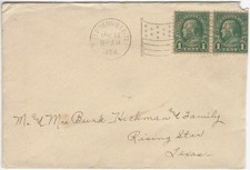 1924 Stephenville Texas flag cancel on cover - decent copy of SCARCE Texas flag picture