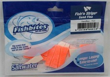 Fishbites 0050 Fish n Strips Sand Flea Orange White Long Lasting Scent 15CT picture