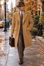 VINTAGE 1940's Bunce Brothers Heavy Wool Overcoat Camel Tan Union Made ACWA Tag picture