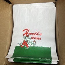 Harold's Chicken Paper Bags 12x15 22lb Heavy Duty Restaurant Case 800ct BBP1215 picture