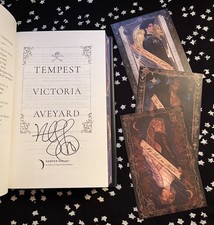 HAND-SIGNED Tempest by Victoria Aveyard - Deluxe FIRST Edition W/TRADING CARDS picture