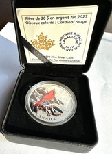 Beautiful 2023 Canada $20 Dollar Northern Cardinal .999 Silver Coin w/Box & COA picture