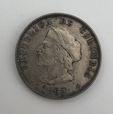 1892 Columbia Fifty Centavos XF/AU pq picture