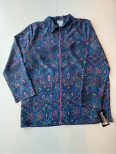 BonWorth Vintage 90’s Women's S Blue/Purple Paisley Collared Zip Jacket picture