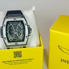 69841 Invicta S1 Rally Mens Watch 50mm Tonneau Silver Skeleton Black Strap 30m picture