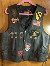 Highway Hawks VTG Leather XL ArmyVest VFW Riders Charleston IN~Veteran~Post 1427 picture