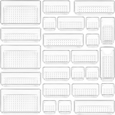25 PCS Clear Plastic Drawer Organizers Set, 4-Size Versatile Bathroom and Vanity picture