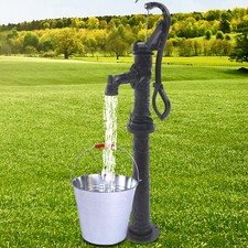Antique Hand Water Pump Pitcher Pump Cast Iron for Yard Ponds Garden+Raised Base picture