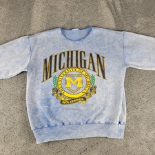 Vintage University Of Michigan Sweatshirt Blue Long Sleeve Relaxed Nutmeg picture