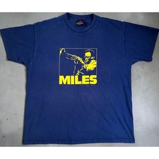Vintage Zion Rootswear Miles Davis 2002 Jazz Graphic T-Shirt Navy Blue 1X picture