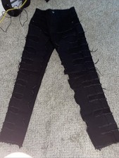 Men’s Shein Black Distressed Jeans Waist Size 28 picture