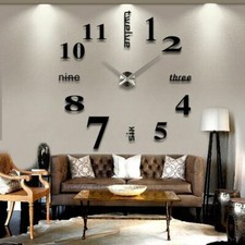 Modern DIY Large Wall Clock 3D Mirror Surface Sticker Big Number Watch Decor picture