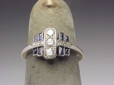 Vintage Art Deco 1.75CT Lab Created Round Cut Three-Stone Ring 14K White Gold FN picture