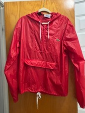 Vintage IZOD Lacoste Mens Windbreaker Small  Hooded 1/2 Zip Logo Rain picture