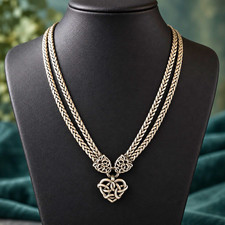 Brighton Retired Quad Celtic Knot Heart Double Chain Necklace 16–18” Silver picture