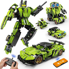 5-in-1 STEM Building Blocks Kit RC Sports Car Transform Robot Educational Toys picture