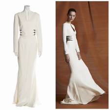 SAFIYAA Lennon Ivory Crepe Crystal Waist Gown FR 36 US 4 Formal Wedding Bridal picture