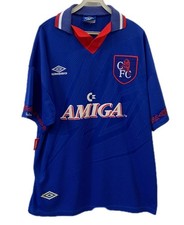 Vintage 1992 1994 Chelsea FC Home Jersey XL Umbro Amiga Commodore Kit Soccer#235 picture