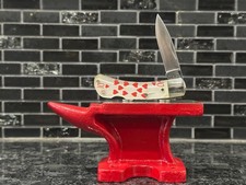 Vintage 1961-77 Rare Western USA 10 of Hearts Duralens Gambler Lockback Knife picture
