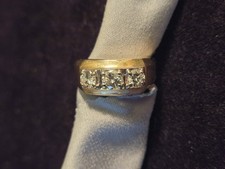 14K Yellow Gold Men's 3 Diamond Ring Size 10 6g Three Stone Vintage Estate picture