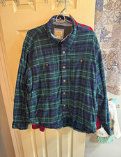 L.L.Bean Men’s L Traditional Fit Flannel Plaid Button-Up Shirt Blue Green Black picture