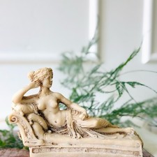Vintage Neoclassical Reclining Woman Sculpture | Venus Style Statue picture