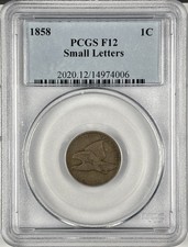 1858 1C Flying Eagle Cent 1C Small Letters - PCGS F12 picture