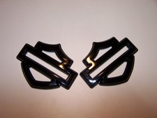 2Pcs Gloss Black for Harley Davidson Metal ( NOT PLASTIC ) Tank Emblems Badges picture