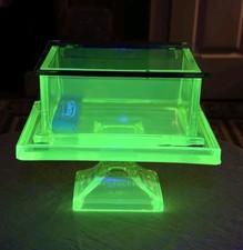 Awesome Clark's Teaberry Gum Yellow Uranium Glass Stand and Display Box picture
