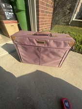 Vintage Pan Am Canvas Mauve Suitcase 26” X 19” X 8” picture