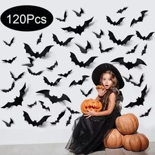 Halloween 3D Black Bat Wall Stickers For Home Room Indoor Decoration Scary Props picture