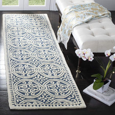 Cambridge X-Large Handmade Moroccan Wool Area Rug, Navy Blue & Ivory 2'6