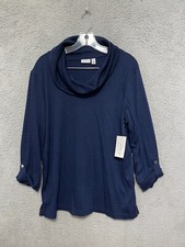 Kim Rogers Womens Sweater Mock Neck Blue Size Large Pull Over Adult Polyester picture
