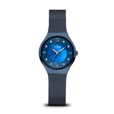 BERING 14427-393 Women's Solar 27mm Blue Mother-of-Pearl Dial Steel Mesh Watch picture