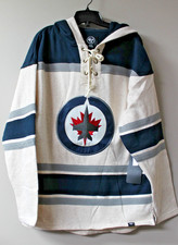 New NHL Winnipeg Jets Lacer jersey style mid weight cotton hoodie men's S picture