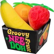 Schylling Groovy Nee_Doh Fruit Stress Ball Set – Squeezable Fidget Toy Pack 3 picture