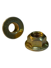 25 pcs 5/8-11 Grade 8 Hex Flange Top Lock Nuts Coarse Yellow Zinc Wax picture