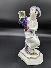 Antique German Schwarzburger Boy With Grapes Porcelain Figurine 9