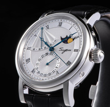 Sugess MoonPhase Master High Beat Mechanical Mens Watch Seagull 1963 SU2153SW picture