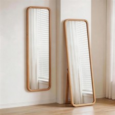 Beech Wood Full Length Mirror Freestanding & Wall Mounted Dressing Mirror picture