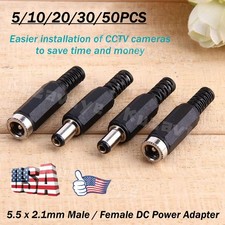 5/50PCS DC Supply Plug Connector 5.5*2.1mm Power Jack Socket Adapter Male Female picture
