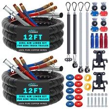 CheeMuii 2Pcs 12FT 3-in-1 Semi Truck Air Line Kit for Truck Trailer Tractor picture