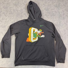 Oregon Ducks Sweatshirt Mens Large Black NCAA Football Nike Therma Fit Hoodie picture