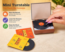 Mini Turntable Teeny Town's Toy Record Player Miniature World Music NEW picture