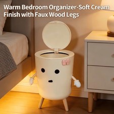 Cute Cartoon Trash Can - Cream White Color, Press Type, Silent Closing picture